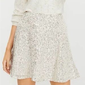 LOFT Silver Sequin Skirt